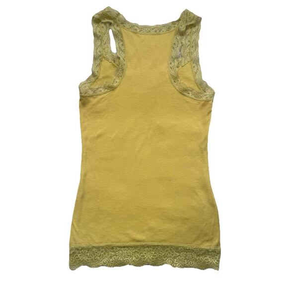 Y2K Mossimo Supply Co Thick Lace Racerback Tank Yellow S Stretch Fitted Preppy - Picture 3 of 6